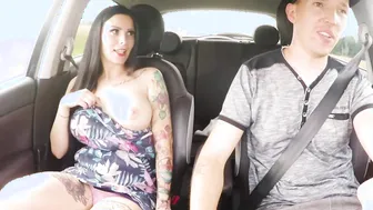 Busty German Bitch fucking in the car with her boyfriend
