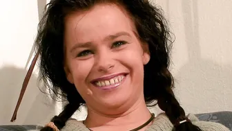 Nasty german casting where dark haired slut masturbates