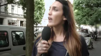 Young Teenage Girl with big natural tits pick up during the street casting