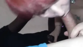 Chubby red haired German amateur slut enjoy the MMF interracial 3some
