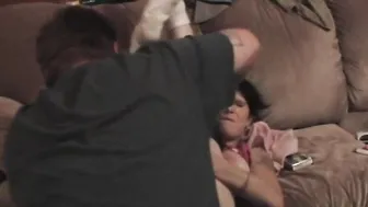 Horny Betty showing her big tits and pussy fucking close up