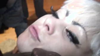 Blonde Slut enjoy the BBC infront of her cuckold man