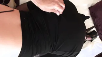 Red haired Babe in black Nylons gets her asshole fucked POV