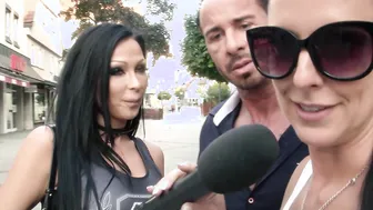 Public street casting with a couple that fucks outdoor anal