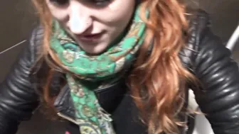 Red haired Teen suck the BBC on the public Toilet