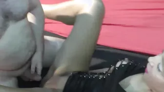 German Party porn video – German blonde Milf with big tits fuck in a leather dress during the Gangbang