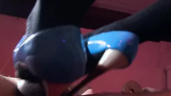 Shoe fetishist lick the High Heels from his Mistress and fuck with the lady in Nylons