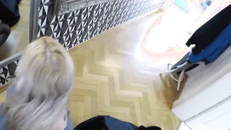 Blonde Milf in Nylon stockings fuck infront of the Mirror