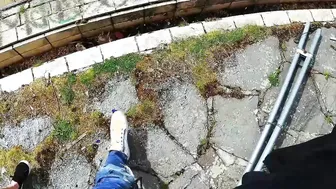 Inked German Milf with big silicone tits get all her holes fucked outdoor POV