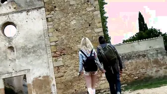 Busty blonde slut fuck outside with a stranger