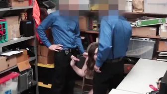 2 Security Officer Decide to Punish Shoplifting Teenie with Their Cocks - Fuckthief