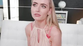 Pretty blonde teenie meets 2 monstrous ebony dicks