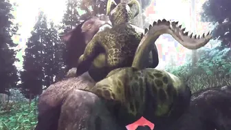 Lizard offer wolf a amazingly hot bounce on his penis