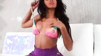 Carina 18 with Natural Tits Rubbing Pussy