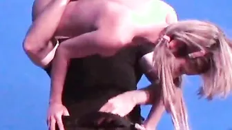 Ellie 18 in Hardcore Fucking with Older Man Outside