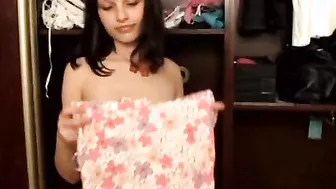 Lil Tammy is in her closet undressing and showing off