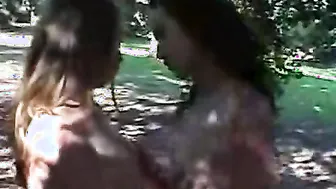Little April Kisses Her Lesbian Love Outdoors And Licks Her