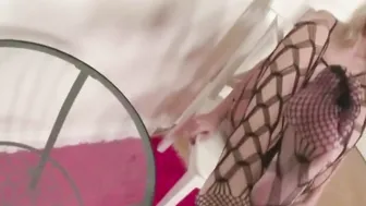 Lil Kimmy in Fishnet attire and Fingering