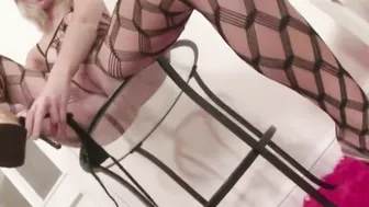 Lil Kimmy in Fishnet attire and Fingering