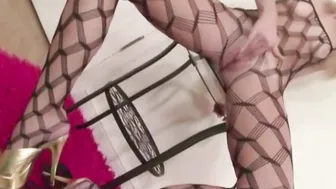 Lil Kimmy in Fishnet attire and Fingering