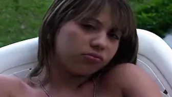 Little Bree fingering pussy Outdoor