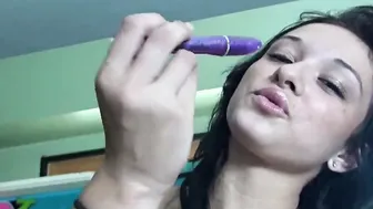 Little Bailey Masturbate in Arcade using Dildo