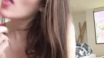 Little Catalina gets solo rubs big tits