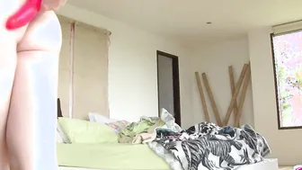 Little Catalina gets solo rubs big tits