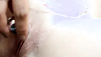 Little Taylor showing her tits and pussy and rubbing using dildo