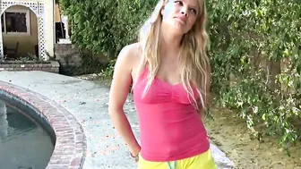 Little Taylor is playing with her brunette friend outdoors as lesbiasn