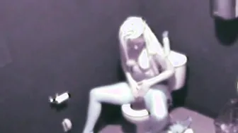 Hot Blonde Babe Masturbate on Public Toilet