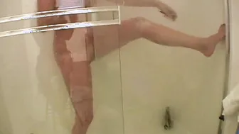 Hot Blonde Sluts have showers with natural tits