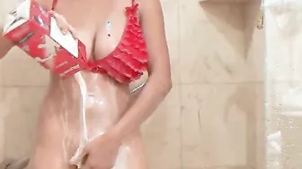 Teen Paris Milan in a Bikini taking an erotic shower just for you