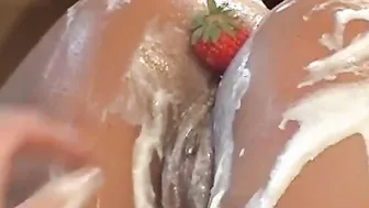Teen Lesley and her girlfriend are covered in whipped cream
