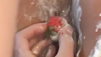Teen Lesley and her girlfriend are covered in whipped cream