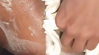 Teen Lesley and her girlfriend are covered in whipped cream