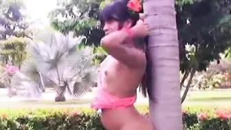 Tobie Teen Fingering her tight pussy at garden