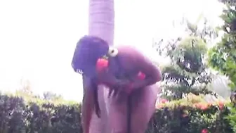 Tobie Teen Fingering her tight pussy at garden