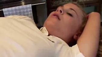 Little Summer laying on table Masturbate pussy