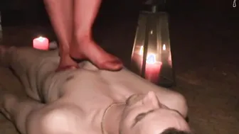 German femdom make BDSM Trampling at slave