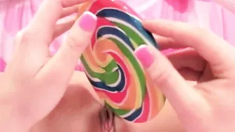 Lil Lexy rubbing pussy using Lollipop Masturbating Pussy