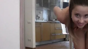 Hot Russian Brunette striptease in closeup video with yummy pussy