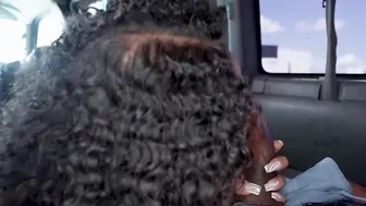 Gorgeous Bombshell black amateur Skyla Sun getting into the van to suck some penis