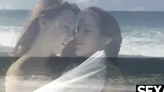 See these 2 Hottie redheads have wild dyke sex on the beach