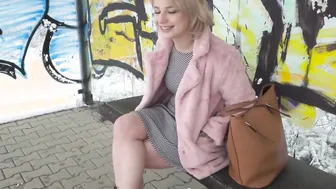 Outdoors Agent Short hair blonde amateur barely legal with soft natural body picked up as bus stop and plowed inside a