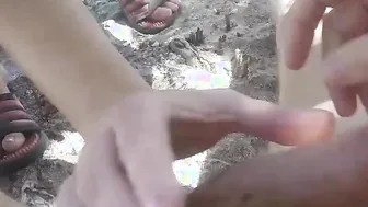 A sluts Caught Me Jerking Off at Naked Beach and Helped Me Cum
