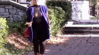 Nylon tits inside outdoor