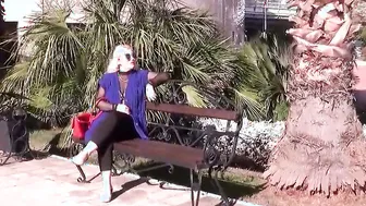 Nylon tits inside outdoor