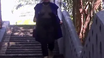Nylon tits inside outdoor