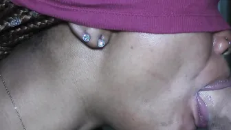 African skilled mouth receives semen to drink from a huge white penis